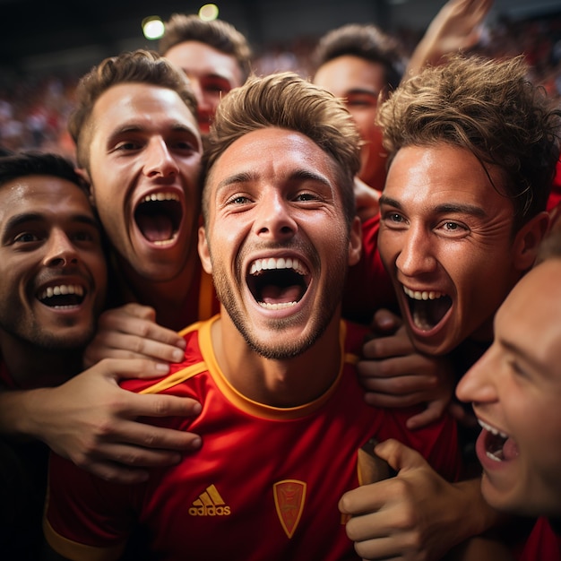 Spaans team knuffelt na het winnen van de finale