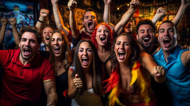 Spaanse voetballers en mensen vieren feest