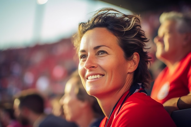 Spaanse vrouwelijke voetbalfans in een WK-stadion vieren de overwinning van het Spaanse nationale voetbalteam