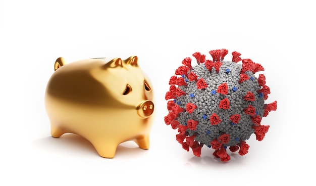 Spaarvarken tegen coronavirus Covid19 Financiële en spaarcrisis