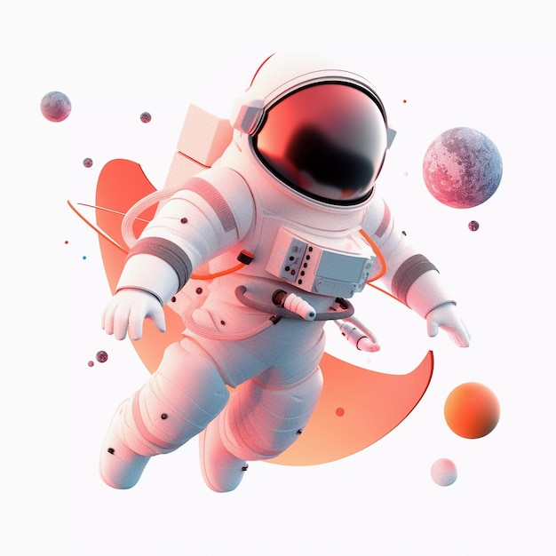 Космический 3D-астронавт и ракета для многоцелевого дизайна Забавный персонаж мультфильма в космосе