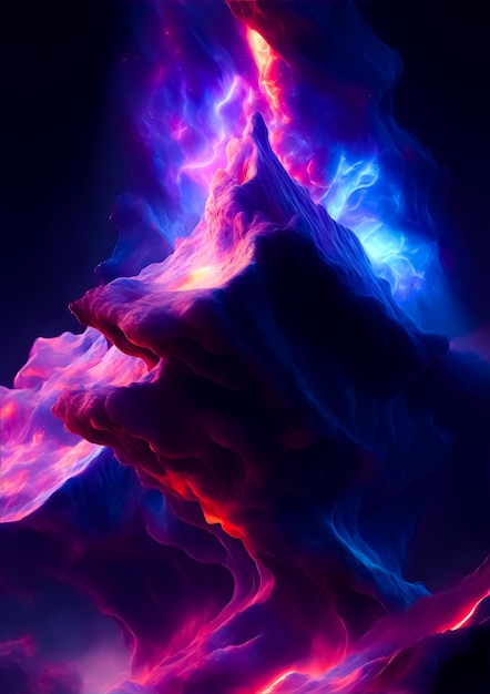 Space abstract blue and red smoke transition generative ai wallpaper