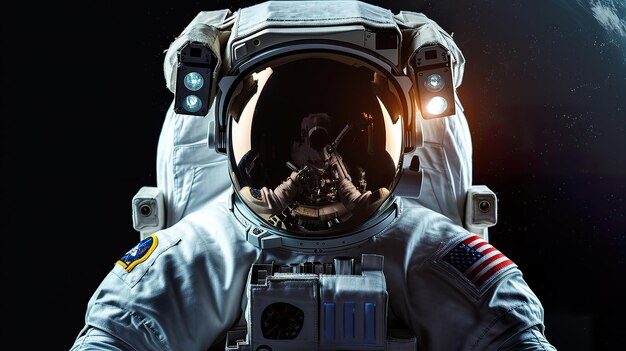 Space Adventure Astronaut in Reflective Spacewalk Suit