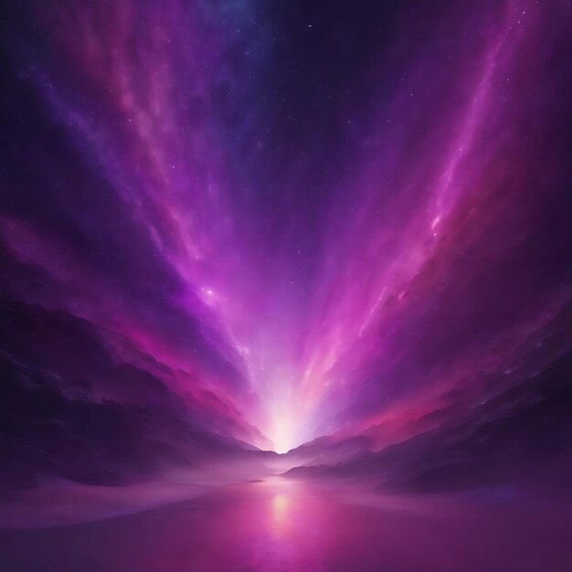 The space background is a blurry purple abstraction and bokeh
