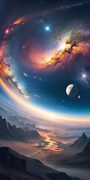 Space background with moon