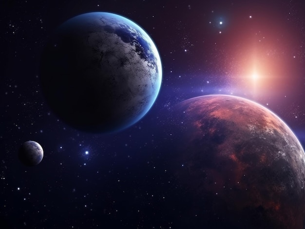 space background with planet and galaxy