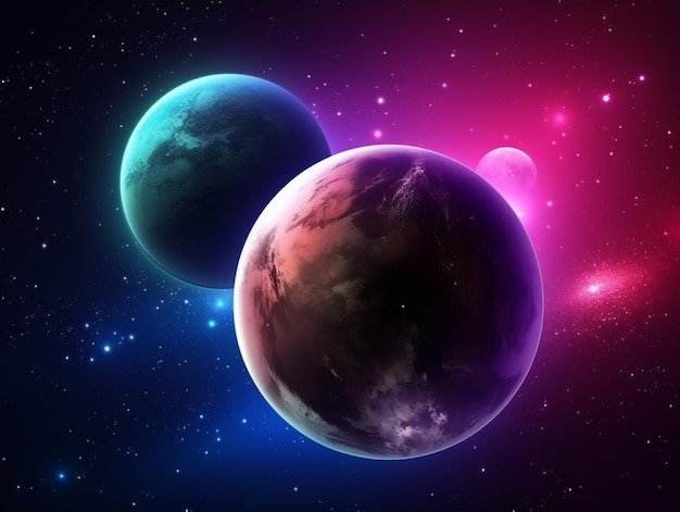 space background with planet and galaxy