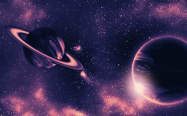 Photo space background with planets and nebula