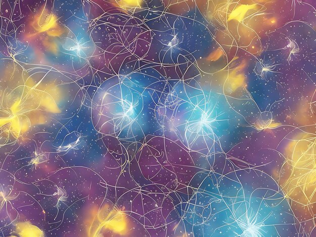 写真 スターダストと輝く星を持つ宇宙の背景星雲と天の川を持つ現実的なカラフルなコスモス