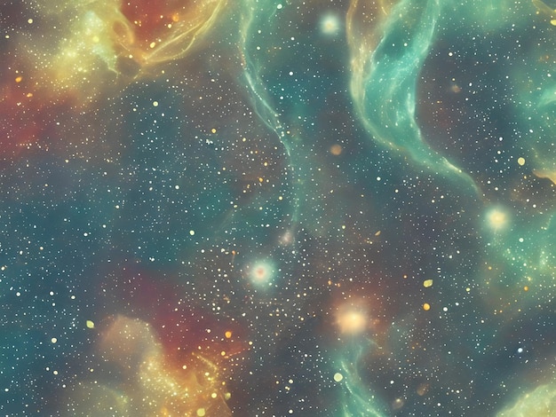 スターダストと輝く星を持つ宇宙の背景星雲と天の川を持つ現実的なカラフルなコスモス