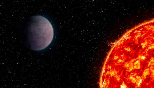 写真 太陽の星と惑星と宇宙の背景