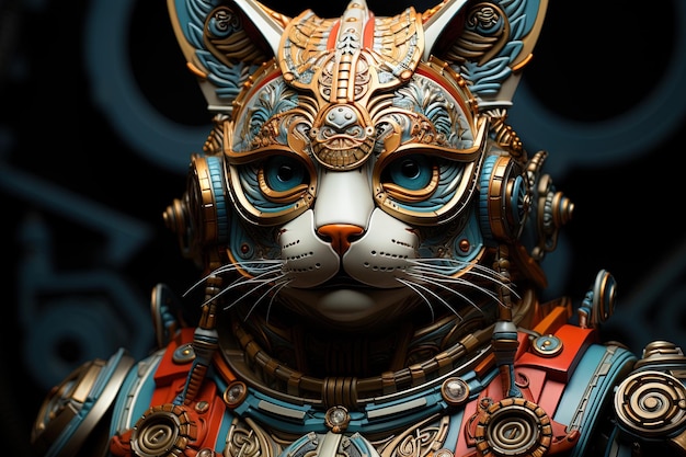 Space cat Gaudi geïnspireerde illustratie generatieve ai