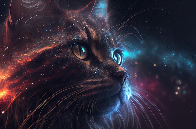 Space cat portrait Generative AI