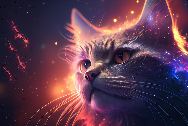 Space cat portrait Generative AI