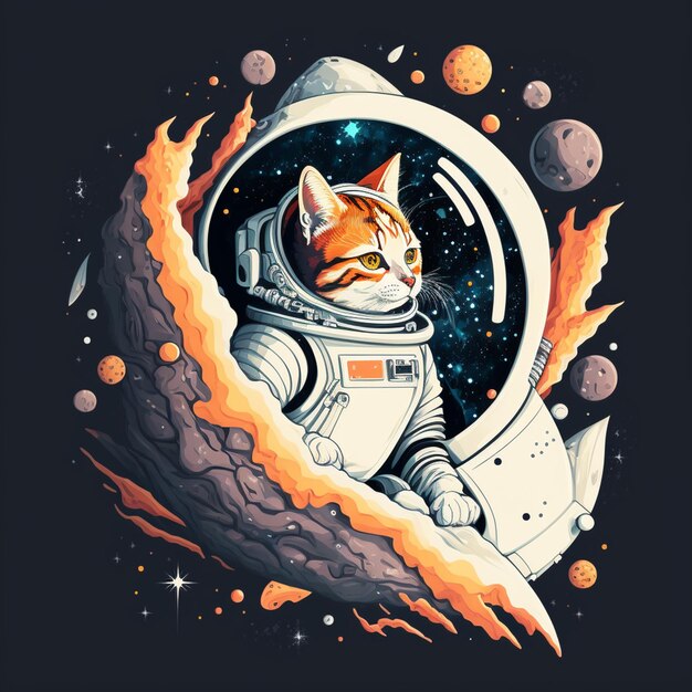 우주 고양이 터 일러스트레이션