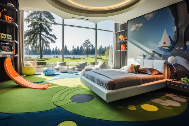 Space childrens bed ceiling Cute design Generate Ai