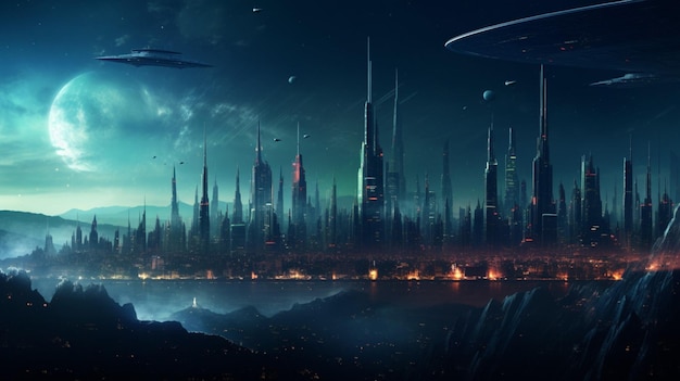 Space cityscape background