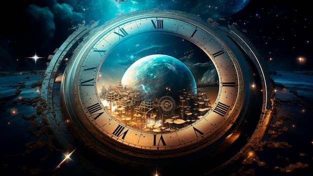 Space clock in the universe Generative AI