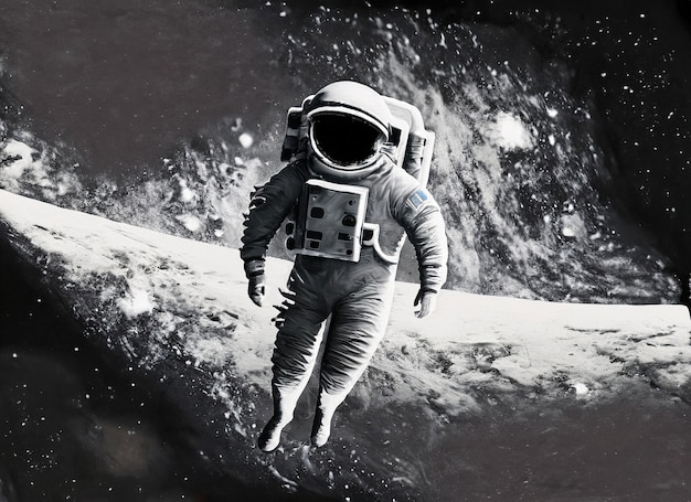 space cosmonaut and galaxy background blue