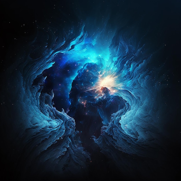 宇宙の暗い青の抽象的な精神的なゲームの背景