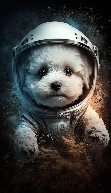 A space dog with a space suit on it.