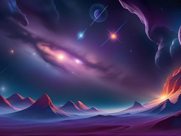 ピンクと紫の星雲を背景にしたスペースダスト宇宙銀河生成 AI