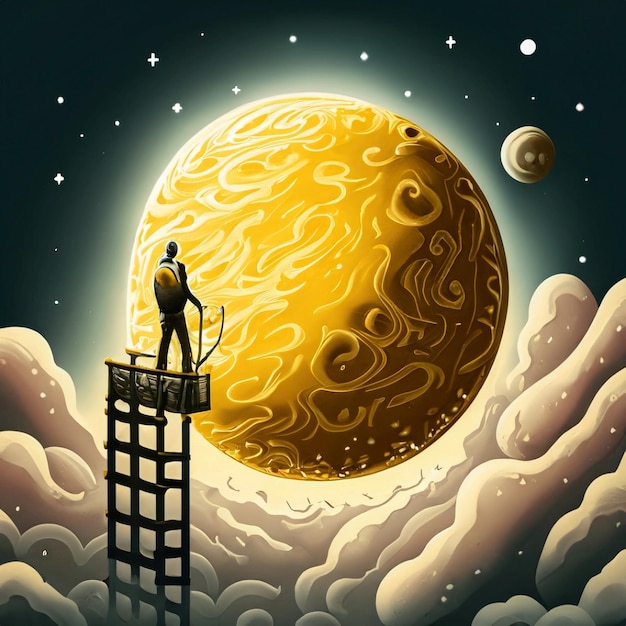 space explorer man on the moon abstract concept