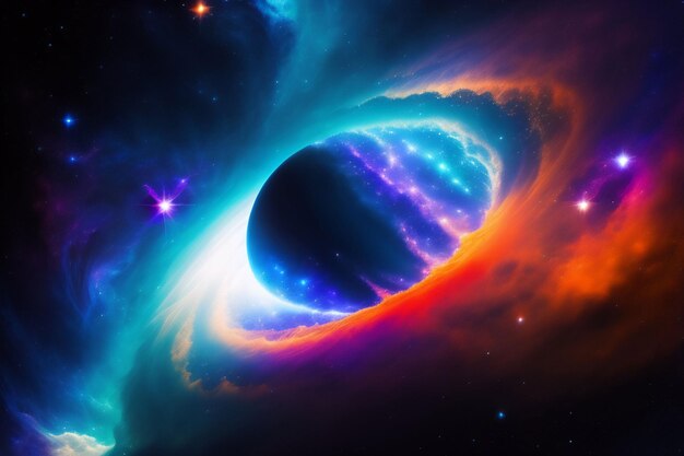 A space galaxy with a black hole in the center