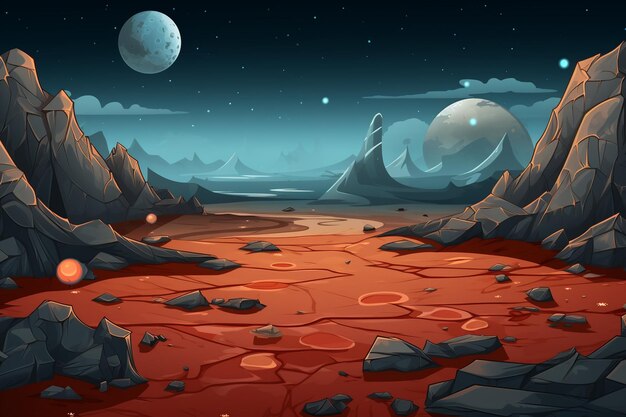 Photo space game background with landscape of planet