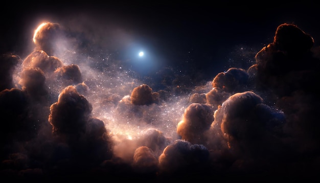 Photo space and glowing nebula background 3d illustration