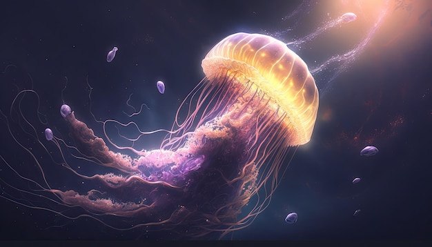 Premium Photo | Space jellyfish in space godlike creature cosmic awe ...
