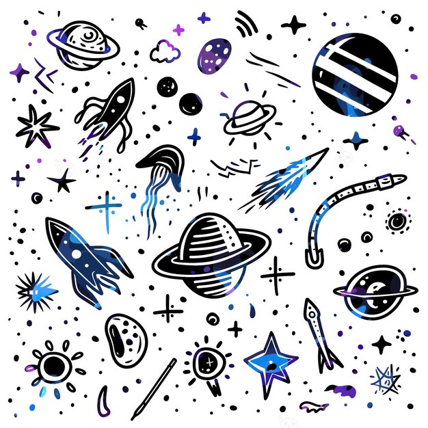 Foto space junk flat vector linea set illustratie van hoge kwaliteit