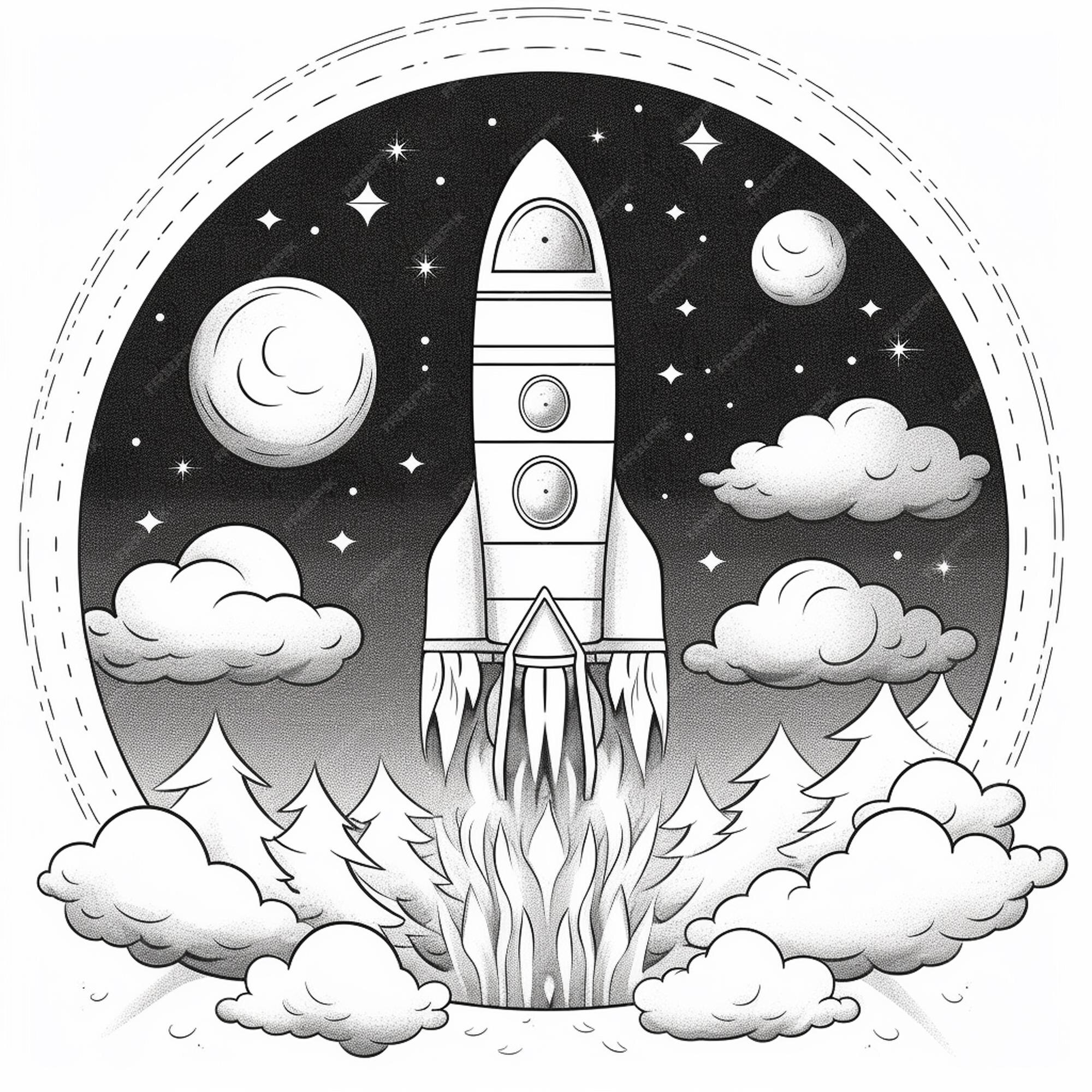 Premium AI Image | Space kawaii coloring book worksheet for kids