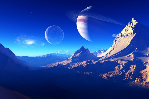 Space landscape on the planet3d render