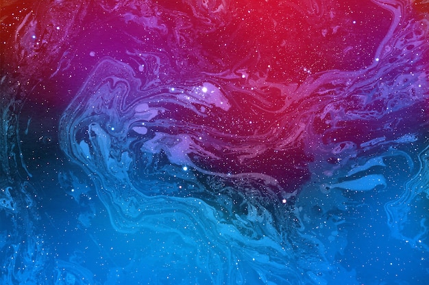 Space marble ink colorful background with nebula and shining stars