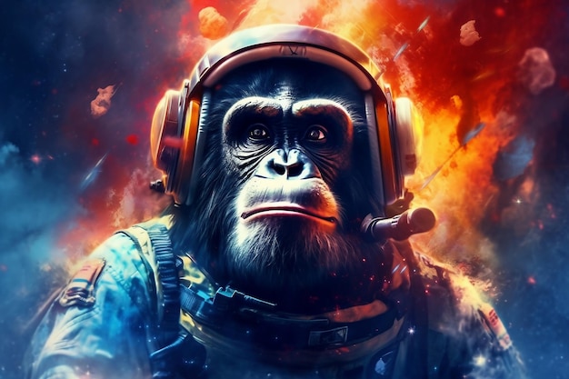 Space Monkey Galactic Astronaut Generative AI