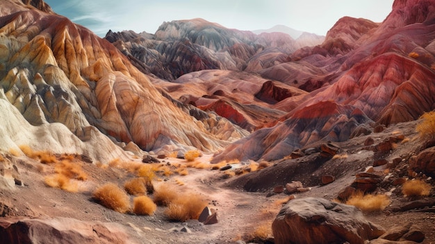 Space mountain desert landscape of new planet generative ai