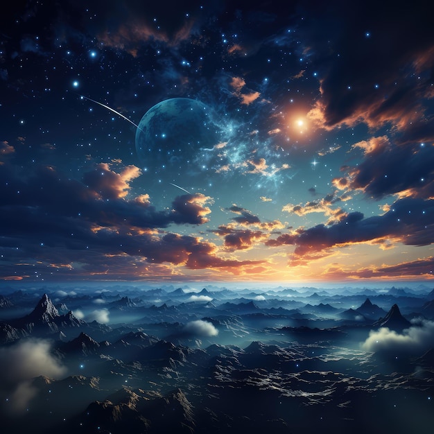 space night sky with cloud and star abstract background