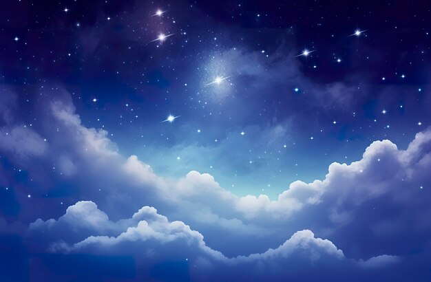 Space of night sky with clouds and stars