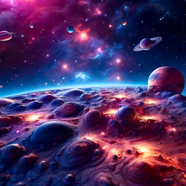 Photo space photo background with planets and nebula in 3d generative ai