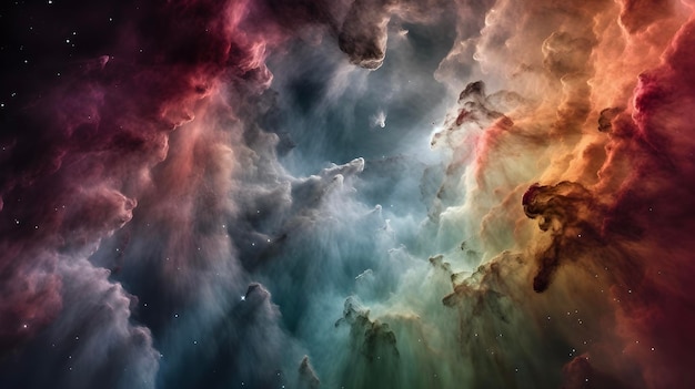 Космические фотографии разноцветной туманности с телескопа Хаббл, созданные искусственным интеллектом