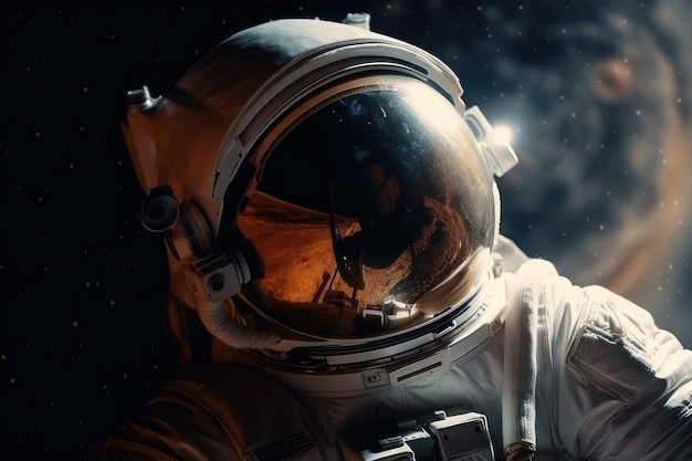 Nello spazio immagine dell'astronauta bella immagine illustrativa ia generativa