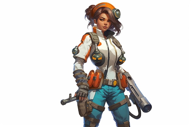 a space pirate girl with a futuristic blaster AI generated