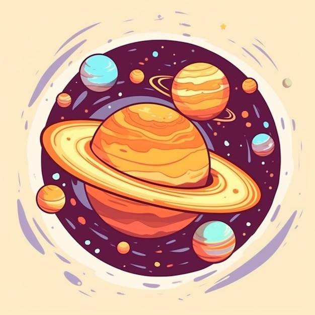 space planet and astronaut cartoonstyle wallpaper