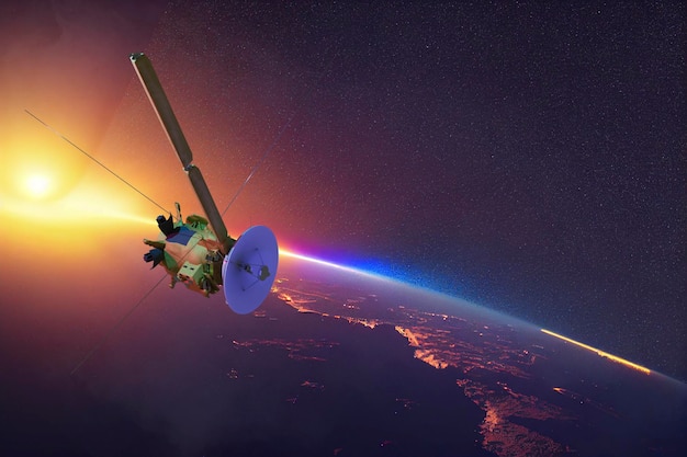 Space probe orbiting Venus 3D rendering Elements of this image furnished by NASA