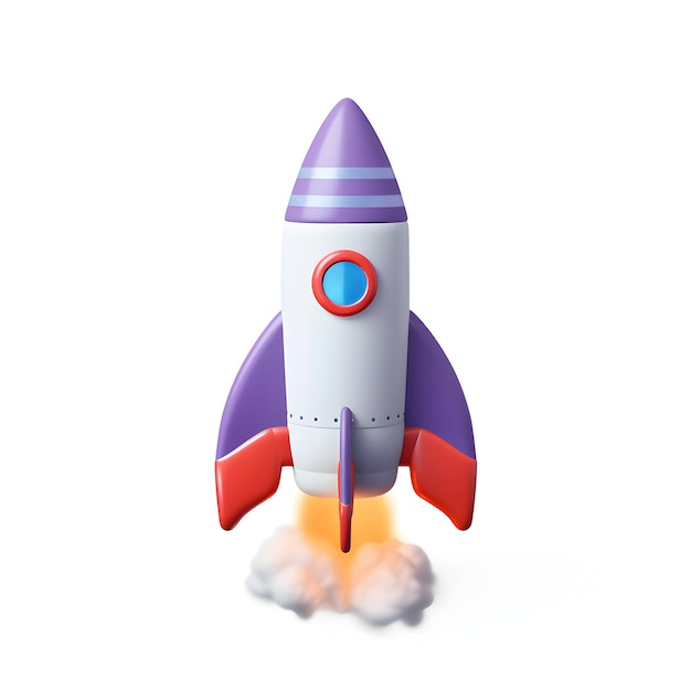 Space rocket flying toward the clouds believable rocket icon Having a successful company concept