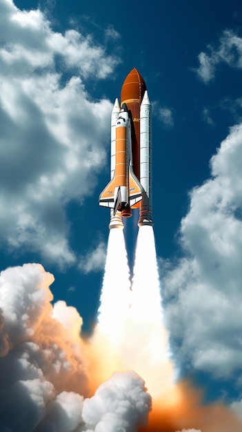 Space rocket in the sky concept of goal and striving for success generative ai