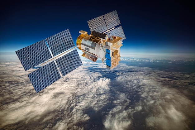space satellite orbiting the earth. elements of this image furnished by nasa.