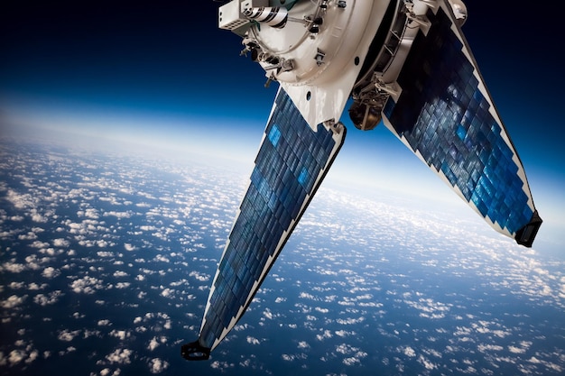 Space satellite orbiting the earth. Elements of this image furnished by NASA.