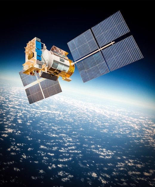 space satellite orbiting the earth. elements of this image furnished by nasa.